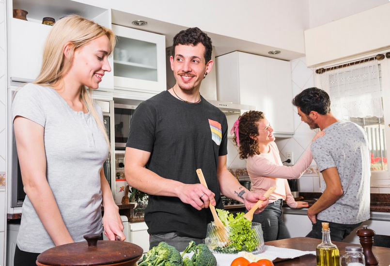 gathering at kitchen